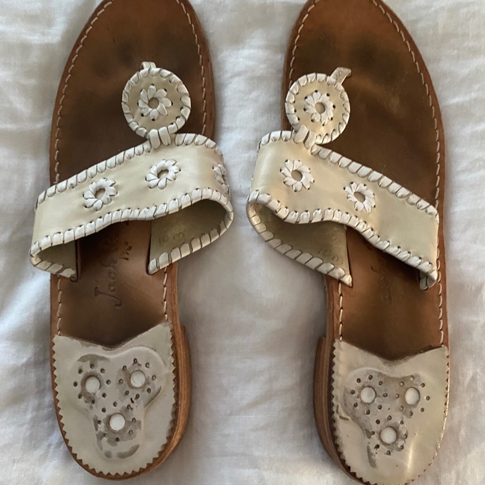 Jack Rogers Nude and White Sandals